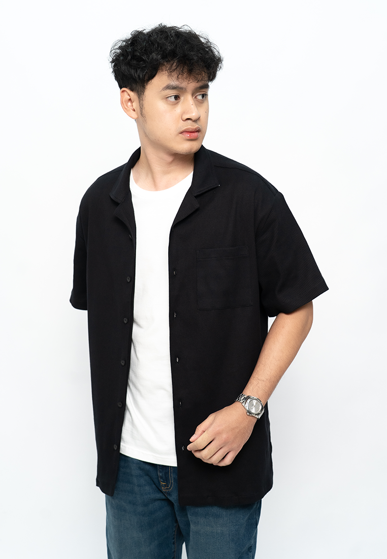 Ryusei Kemeja Boxy Pria Fukuoka Black