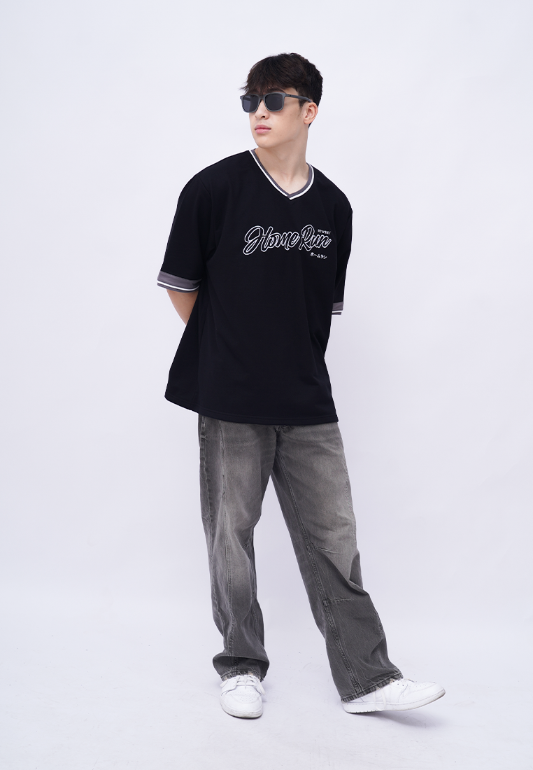 Ryusei Kaos Pria Boxy Oversize Home Run Black