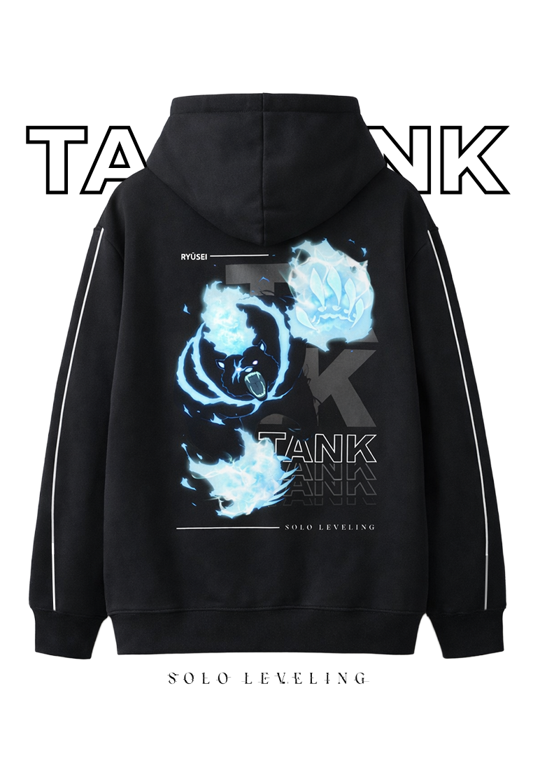 Ryusei x Solo Leveling | Hoodie Zipper Tank Shadow Black