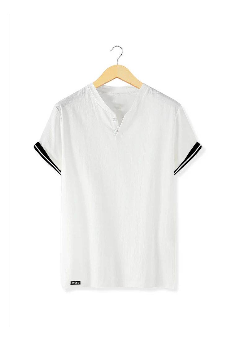 Ryusei Tshirt Hirayama Button White