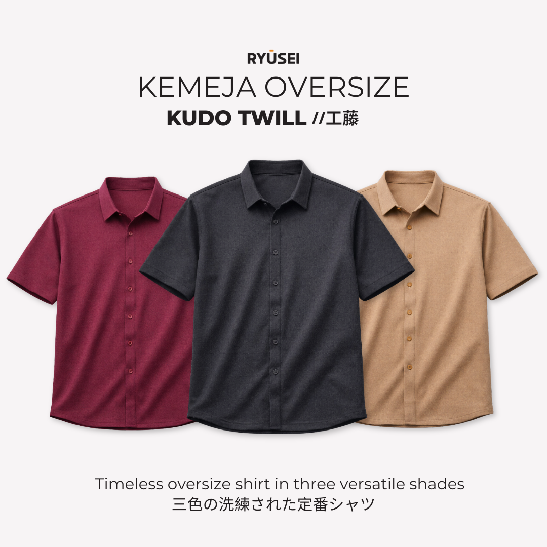 Ryusei Kemeja Pria Oversize Kudo Twill – Kemeja dengan Tekstur Unik