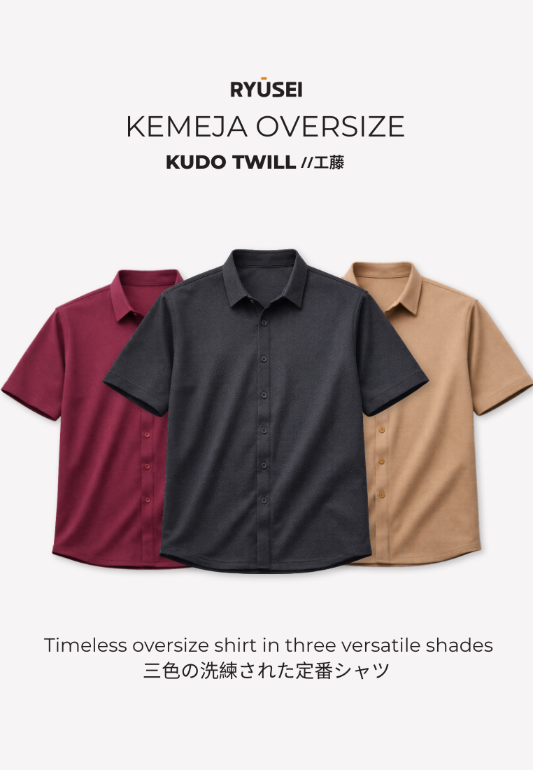 Ryusei Kemeja Pria Oversize Kudo Twill – Kemeja dengan Tekstur Unik