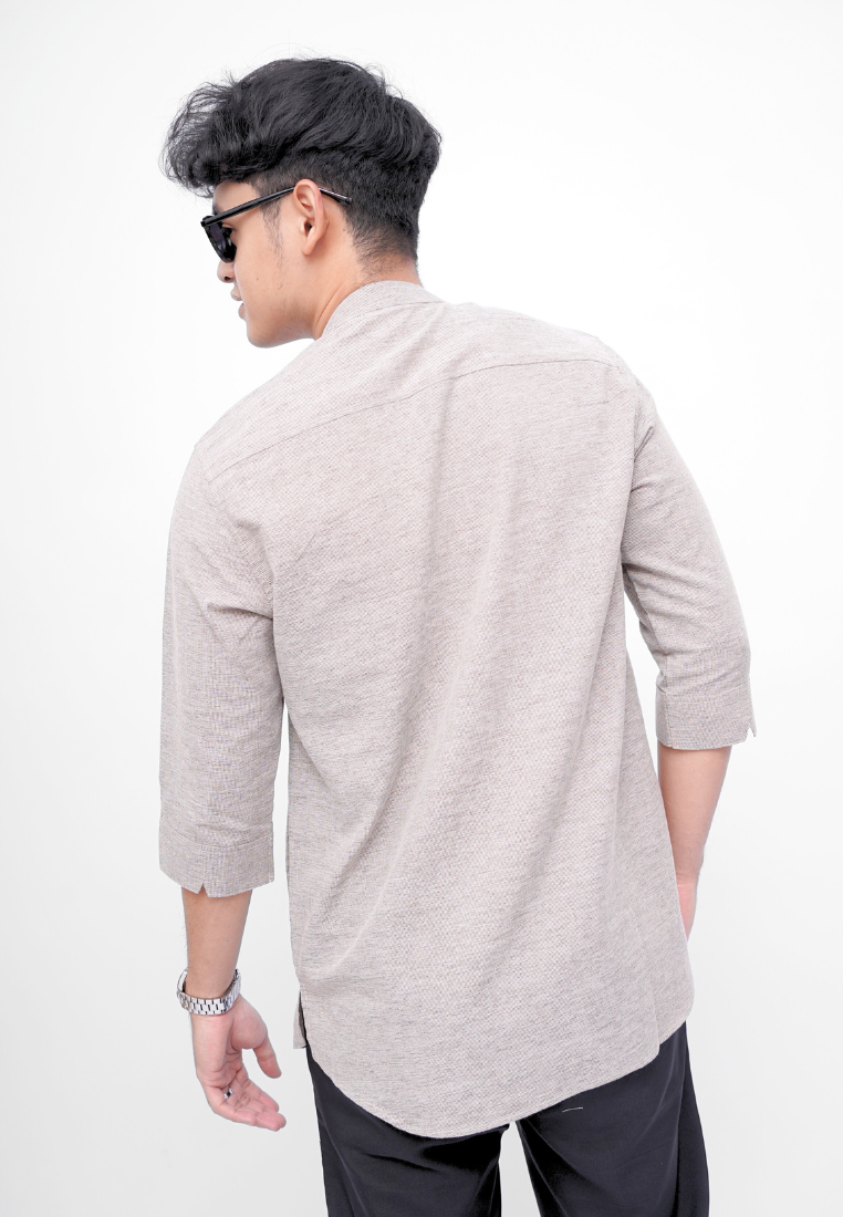 Ryusei Kemeja Kurta Kerah Koko Tanakawa 2 Tone Light Brown