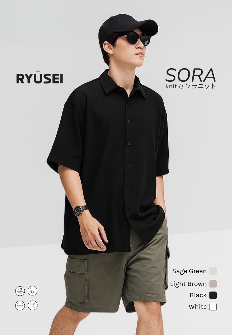 Ryusei Kemeja Pria Oversize SORA Knit - Stylish & Nyaman untuk Dailywear