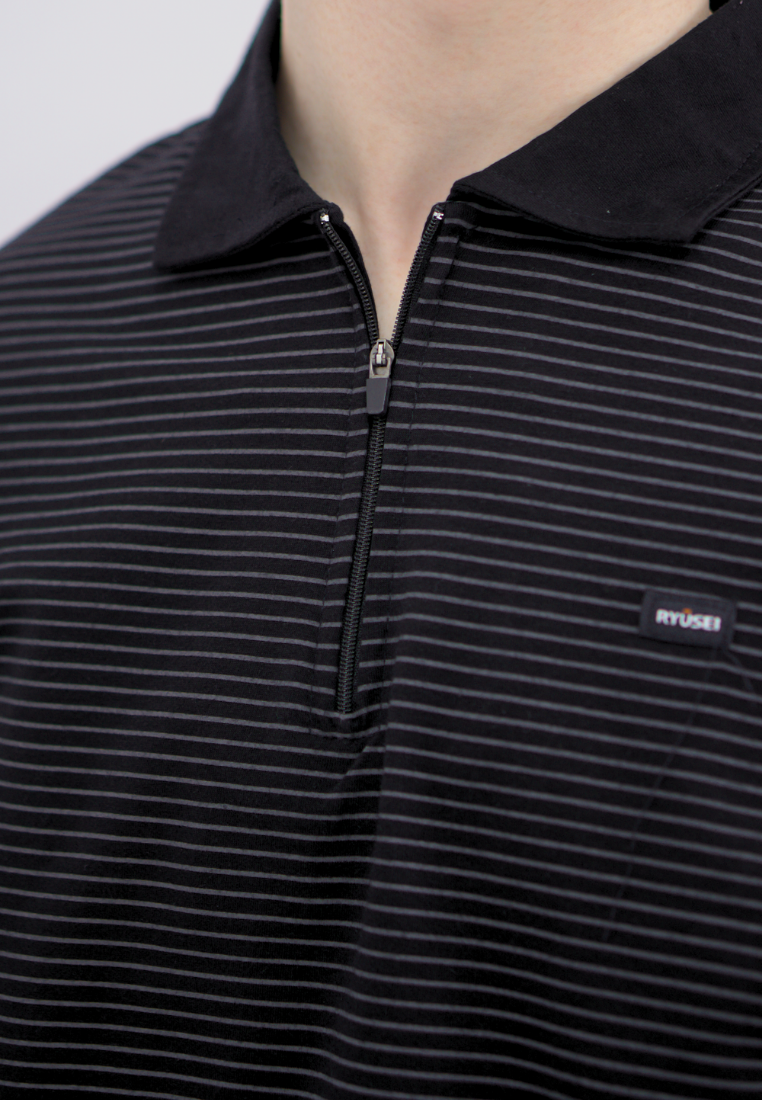 Ryusei Polo Pria Higashi Stripe Black