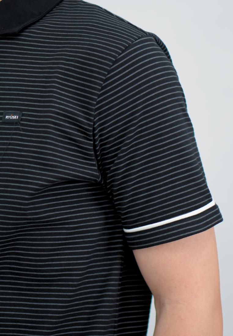 Ryusei Polo Pria Higashi Stripe Black