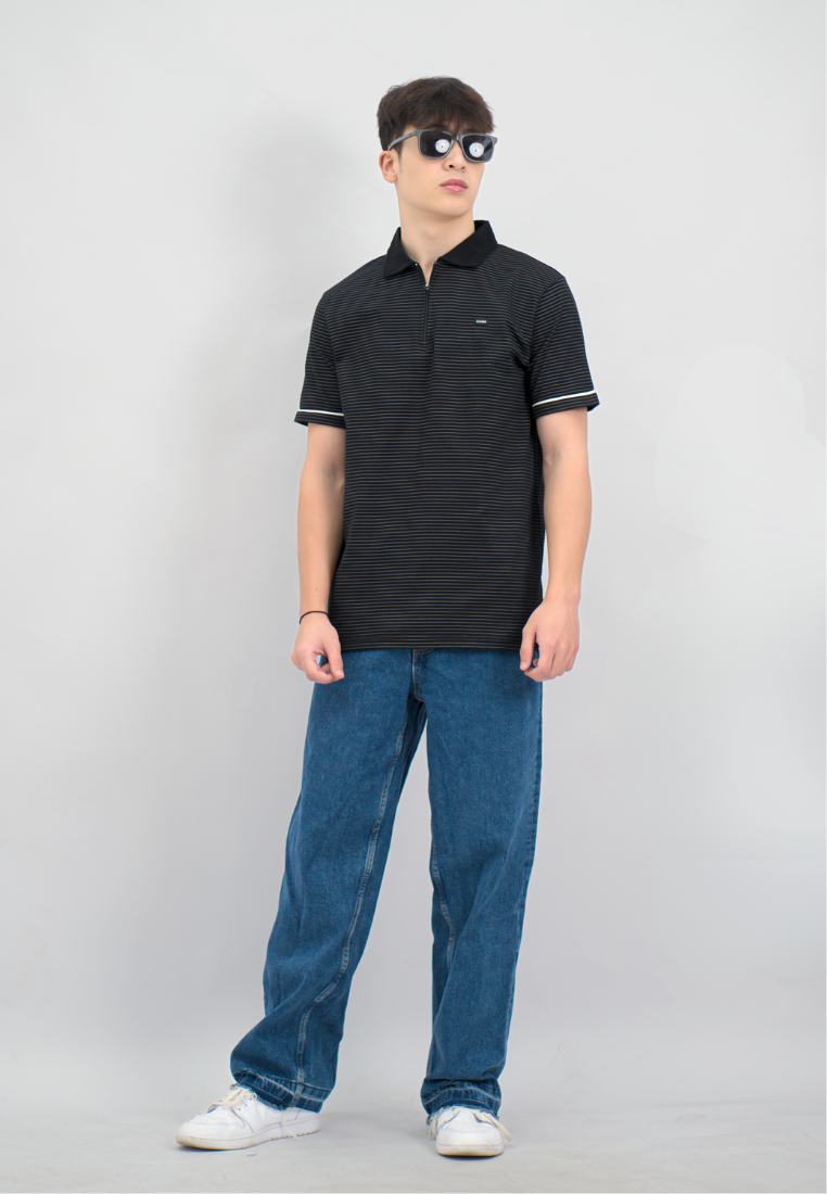 Ryusei Polo Pria Higashi Stripe Black