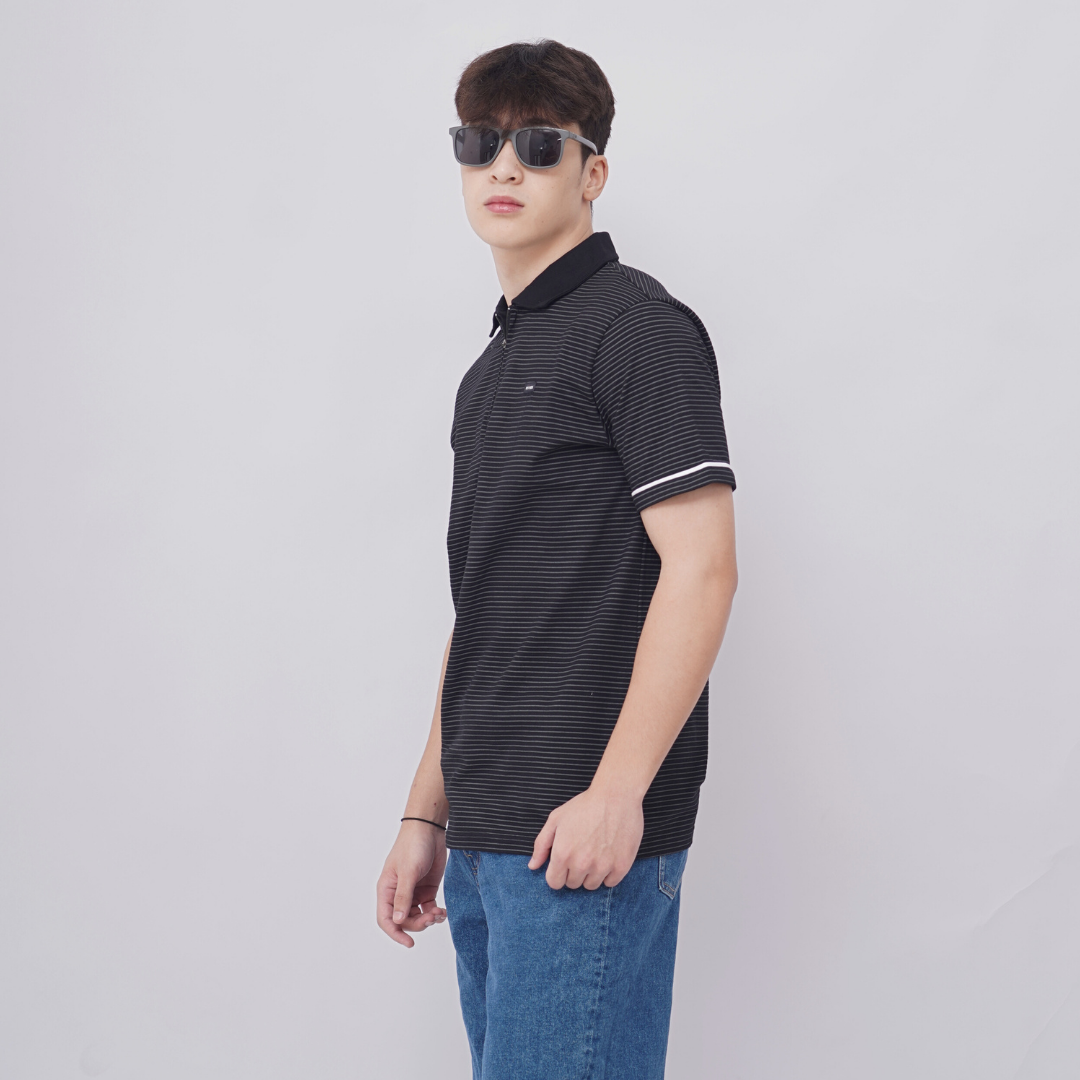 Ryusei Polo Pria Higashi Stripe Black