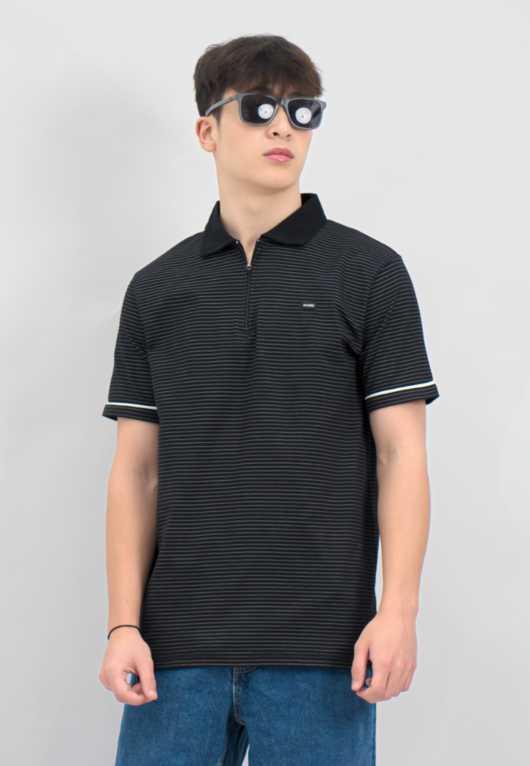Ryusei Polo Pria Higashi Stripe Black