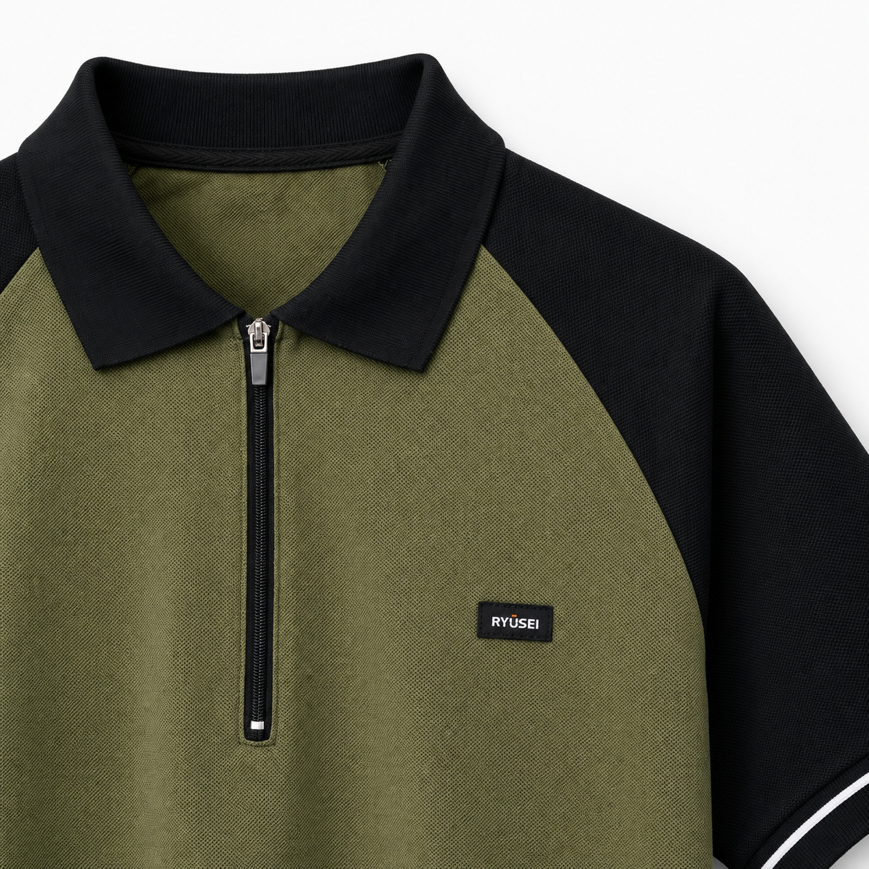 Ryusei Polo Pria Kazushi Army Green