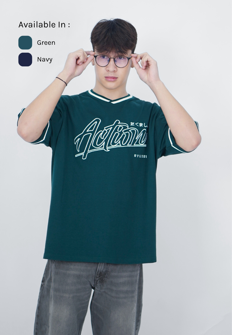 Ryusei Oversize T-shirt Jersey Streetwear Action - Bordir