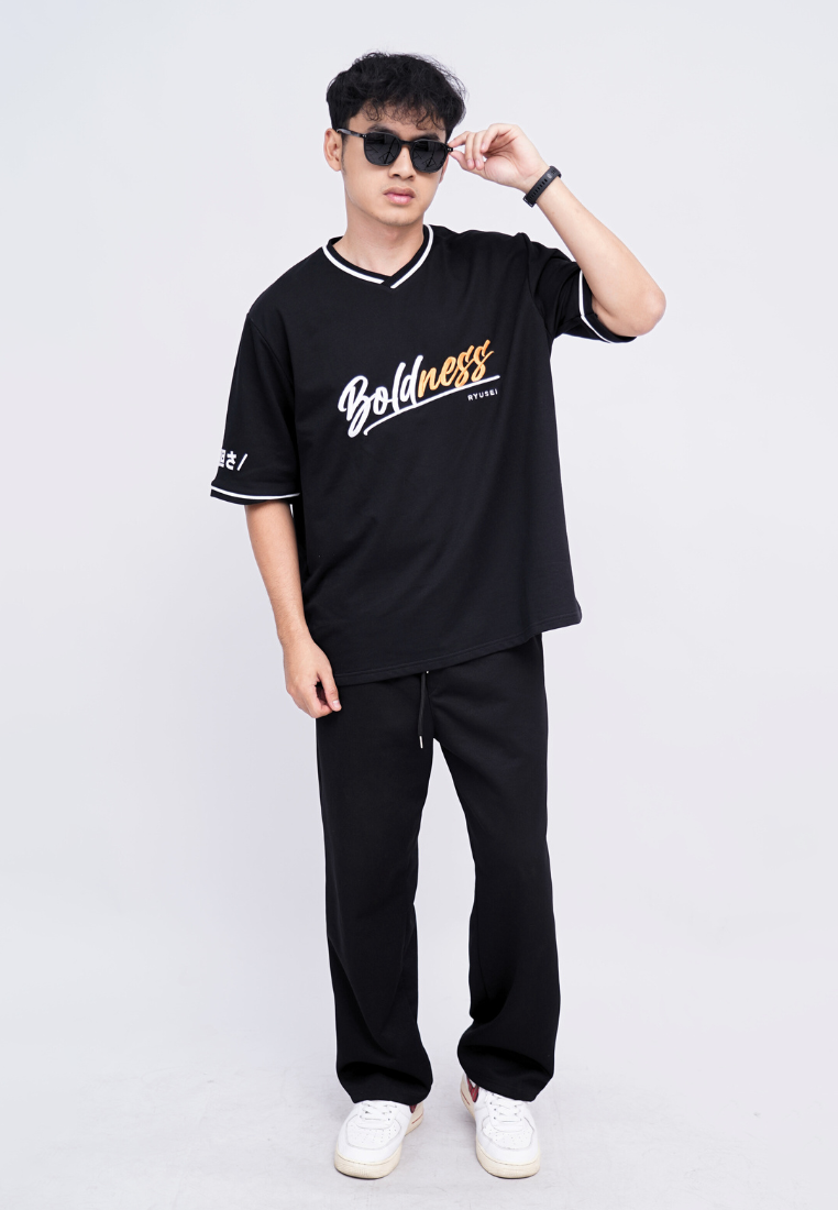 Ryusei Kaos Pria Boxy Oversize Boldness Black