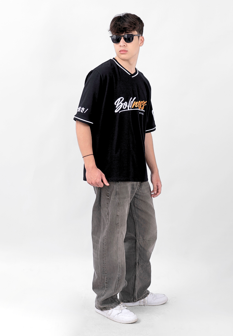 Ryusei Kaos Pria Boxy Oversize Boldness Black