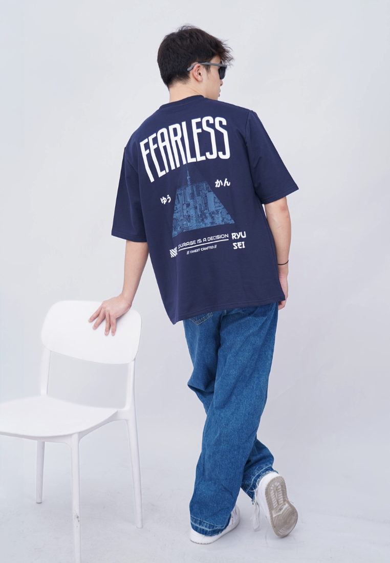 Ryusei Kaos Pria Boxy Oversize Fearless Navy