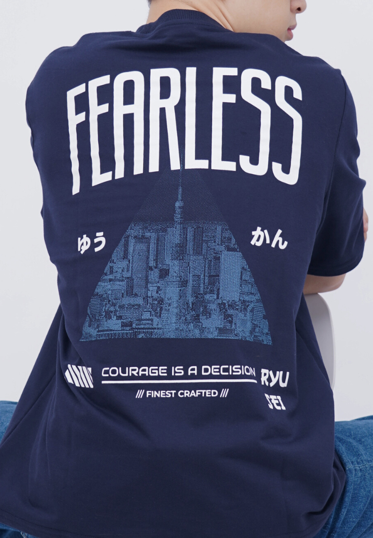Ryusei Kaos Pria Boxy Oversize Fearless Navy