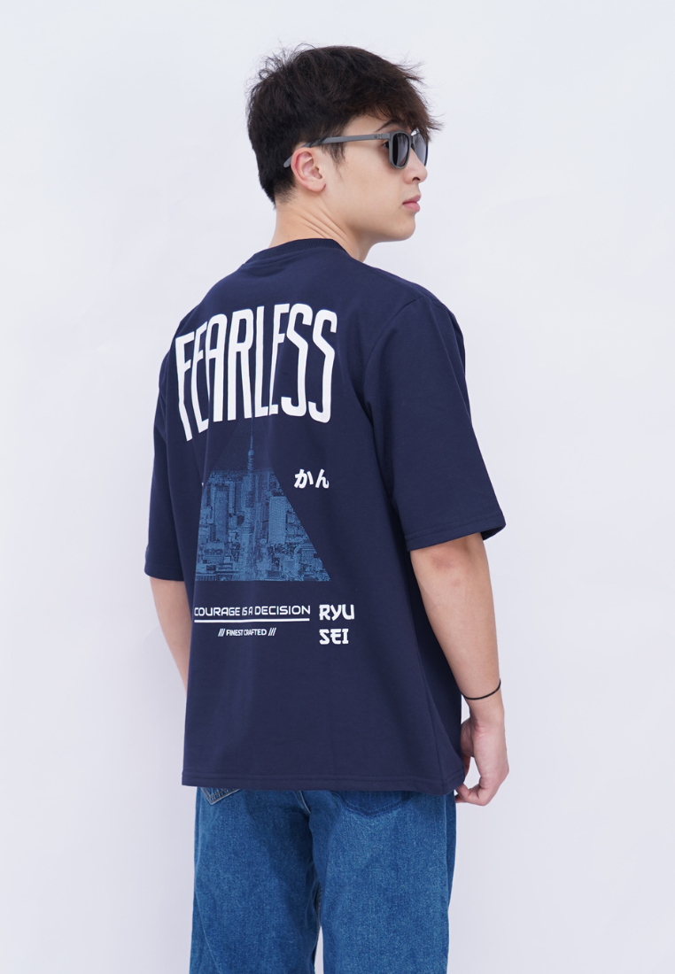 Ryusei Kaos Pria Boxy Oversize Fearless Navy