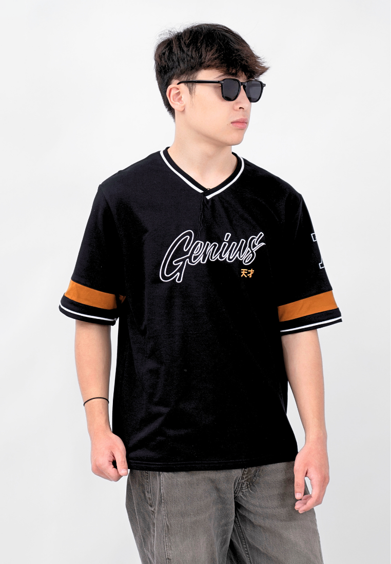 Ryusei Kaos Pria Boxy Oversize Genius Black