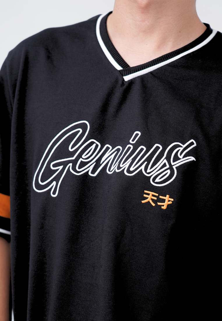 Ryusei Kaos Pria Boxy Oversize Genius Black