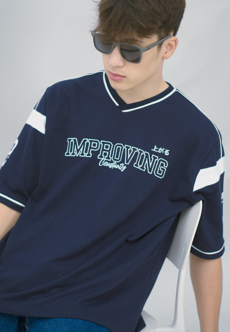 Ryusei Kaos Pria Boxy Oversize Improving Navy