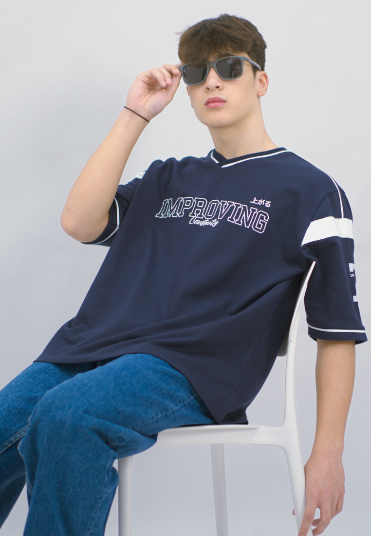 Ryusei Kaos Pria Boxy Oversize Improving Navy