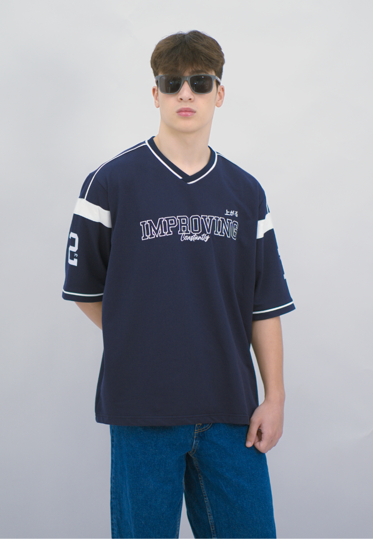 Ryusei Kaos Pria Boxy Oversize Improving Navy