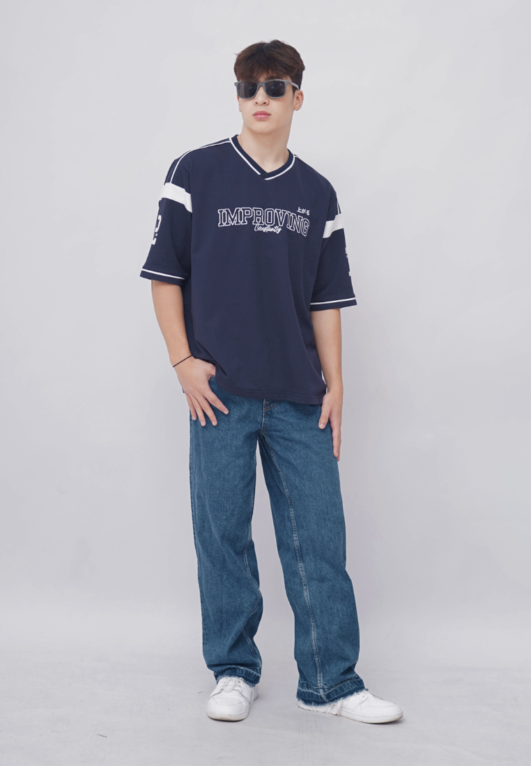 Ryusei Kaos Pria Boxy Oversize Improving Navy