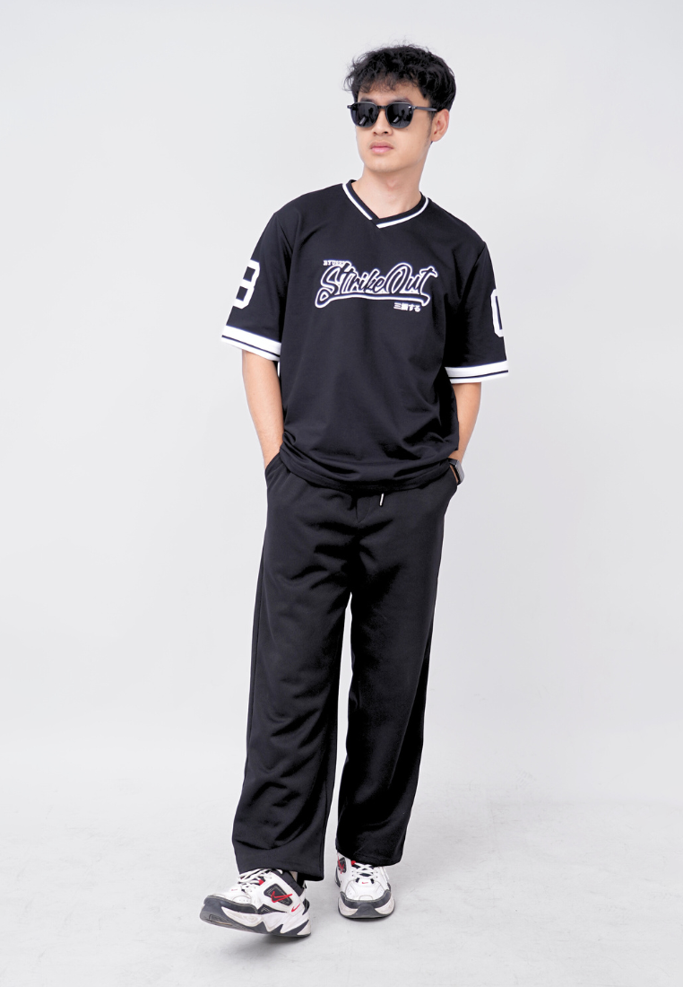 Ryusei Kaos Pria Boxy Oversize StrikeOut Black