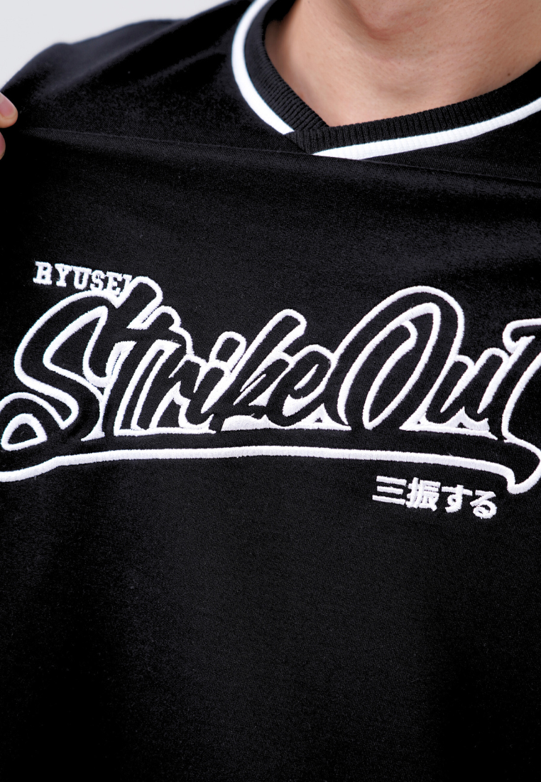 Ryusei Kaos Pria Boxy Oversize StrikeOut Black