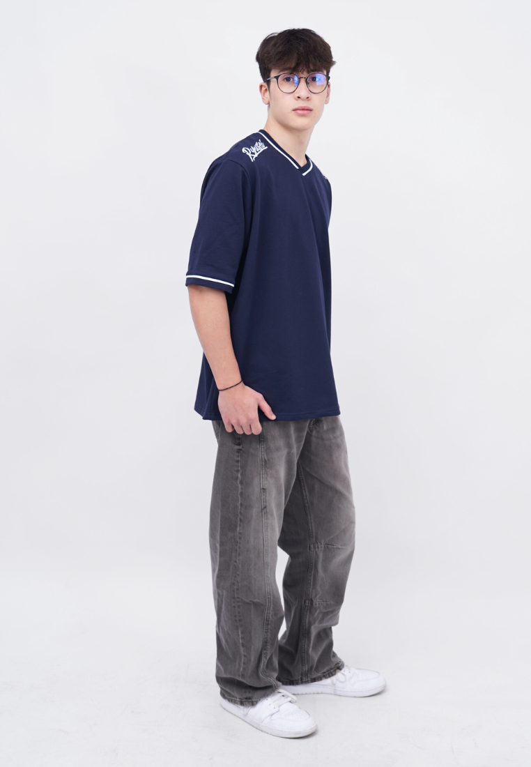 Ryusei Kaos Pria Boxy Oversize Fukashi Navy