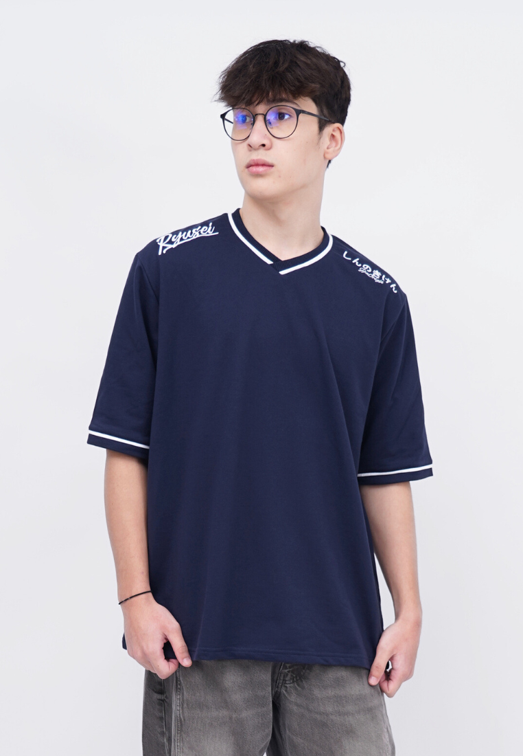 Ryusei Kaos Pria Boxy Oversize Fukashi Navy
