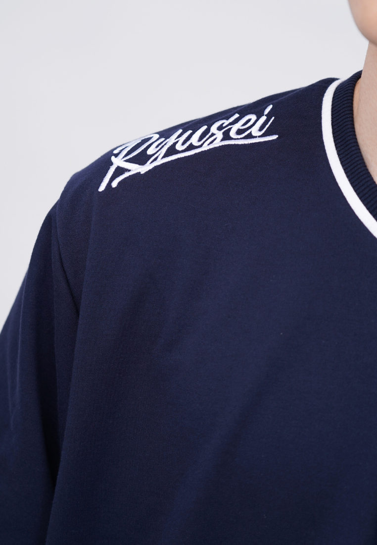 Ryusei Kaos Pria Boxy Oversize Fukashi Navy