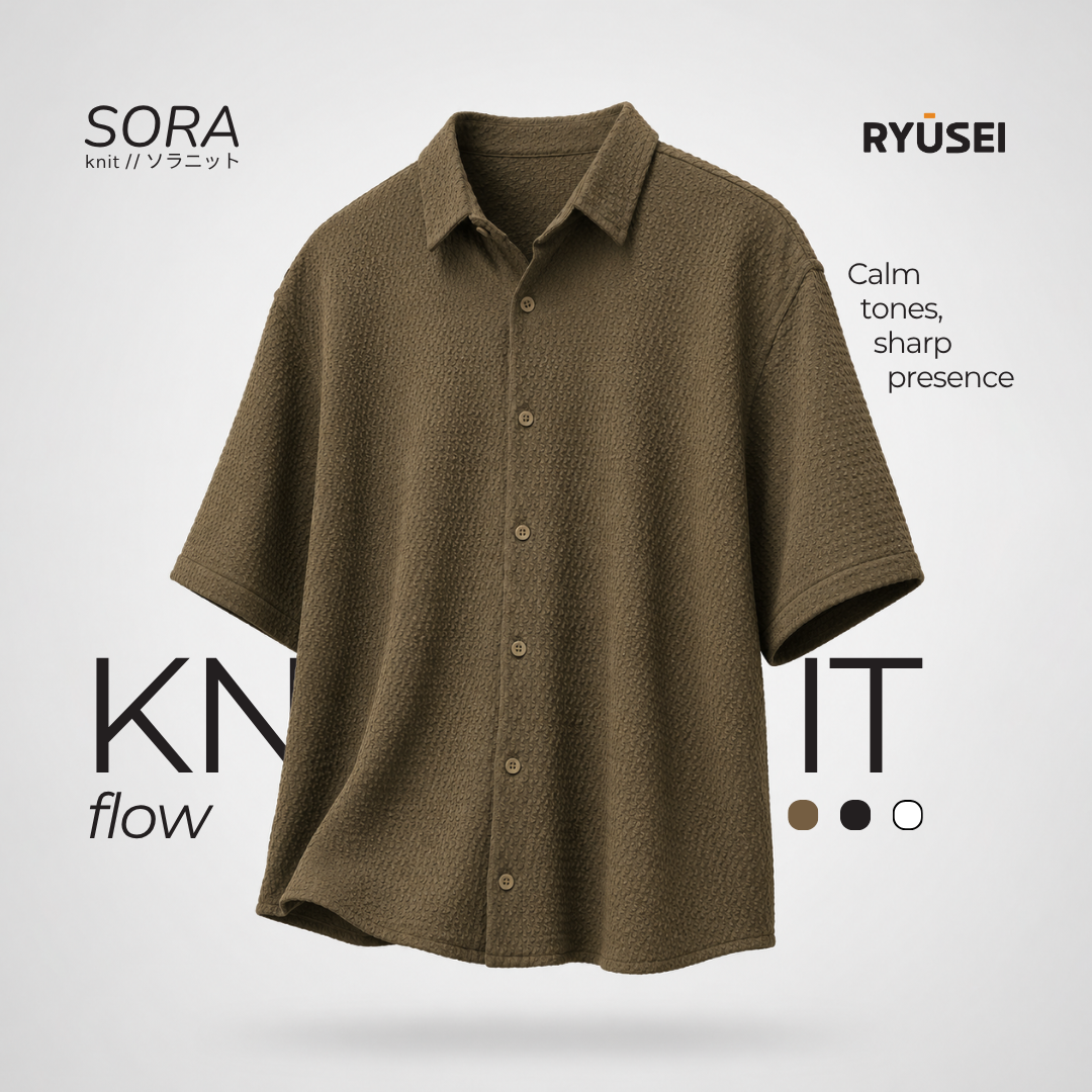 Ryusei Kemeja Pria Oversize SORA Knit - Stylish & Nyaman untuk Dailywear
