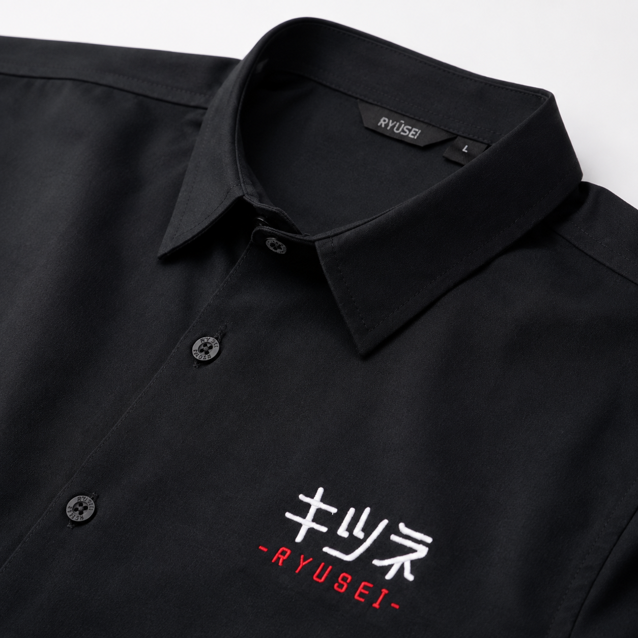 Ryusei Kemeja Pria Oversize Kitsune Black