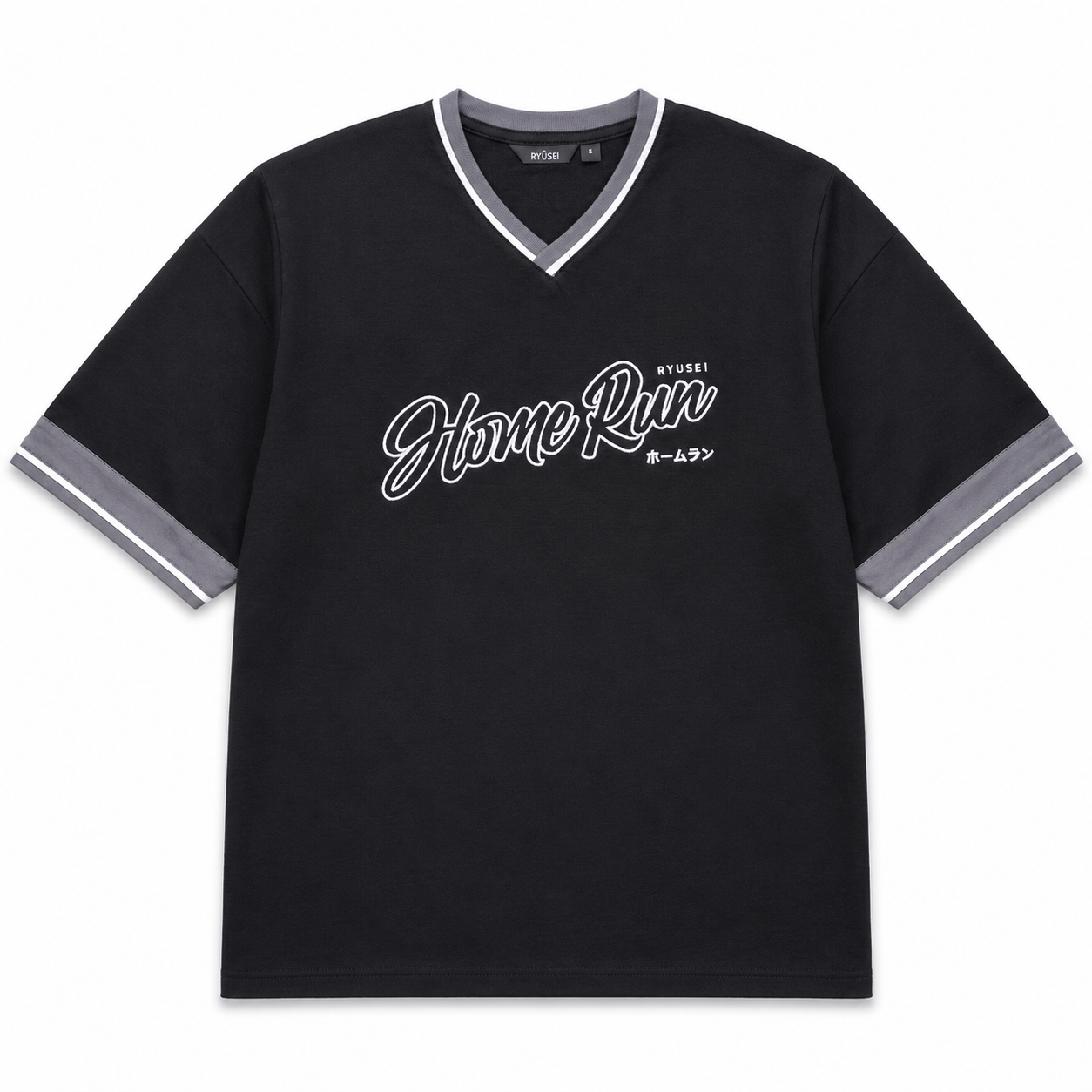 Ryusei Kaos Pria Boxy Oversize Home Run Black