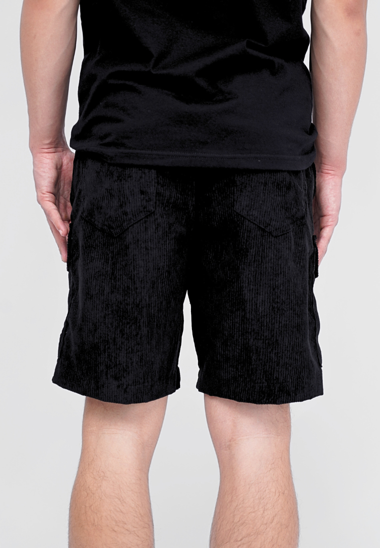 Ryusei Celana Cargo Pendek Corduroy Hitam Short Pants Premium Daily Wear