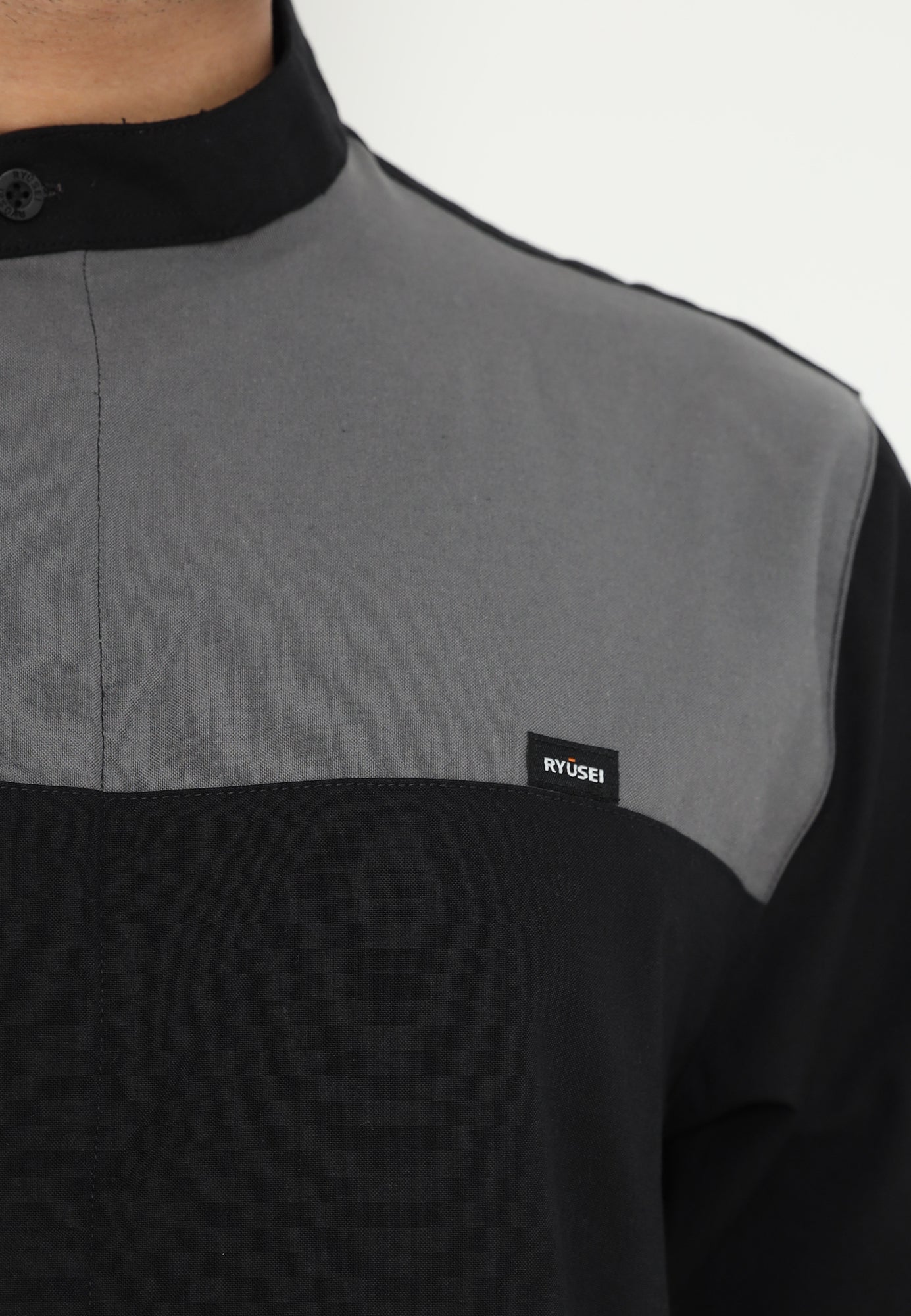 Ryusei Kemeja Kerah Koko Lengan Panjang Kamiyama