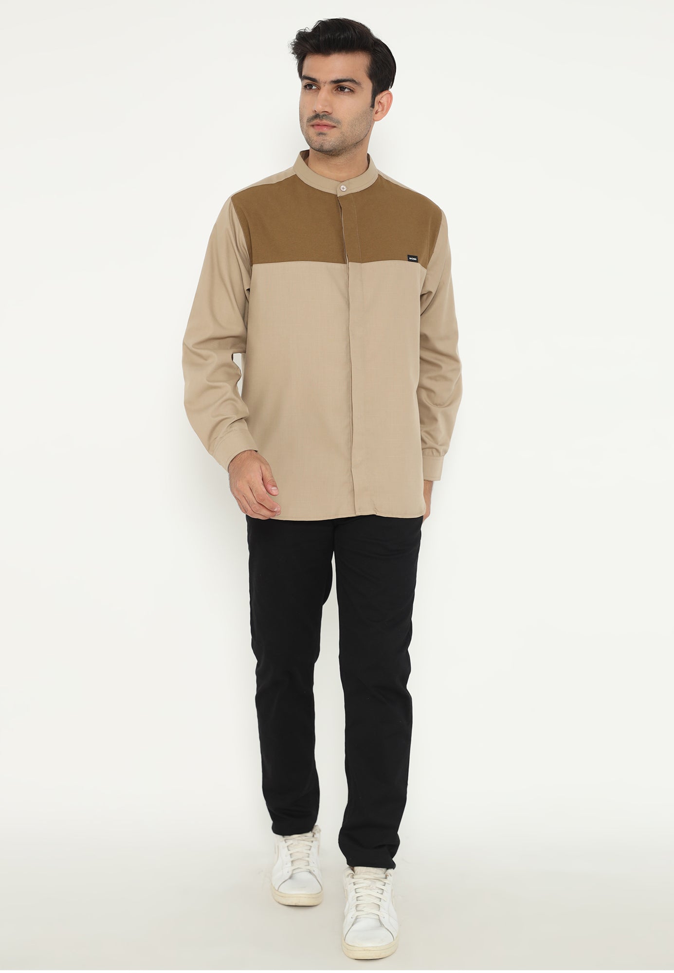 Ryusei Kemeja Kerah Koko Lengan Panjang Kamiyama