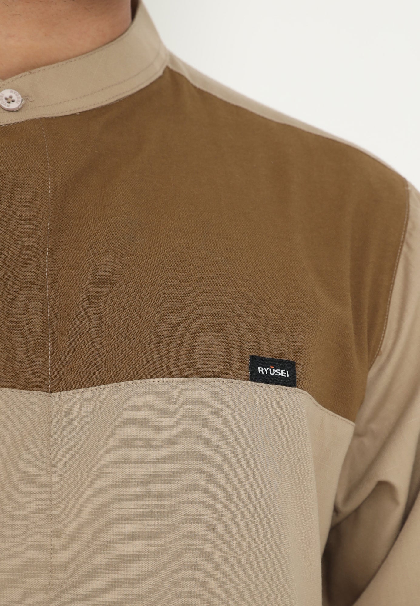 Ryusei Kemeja Kerah Koko Lengan Panjang Kamiyama