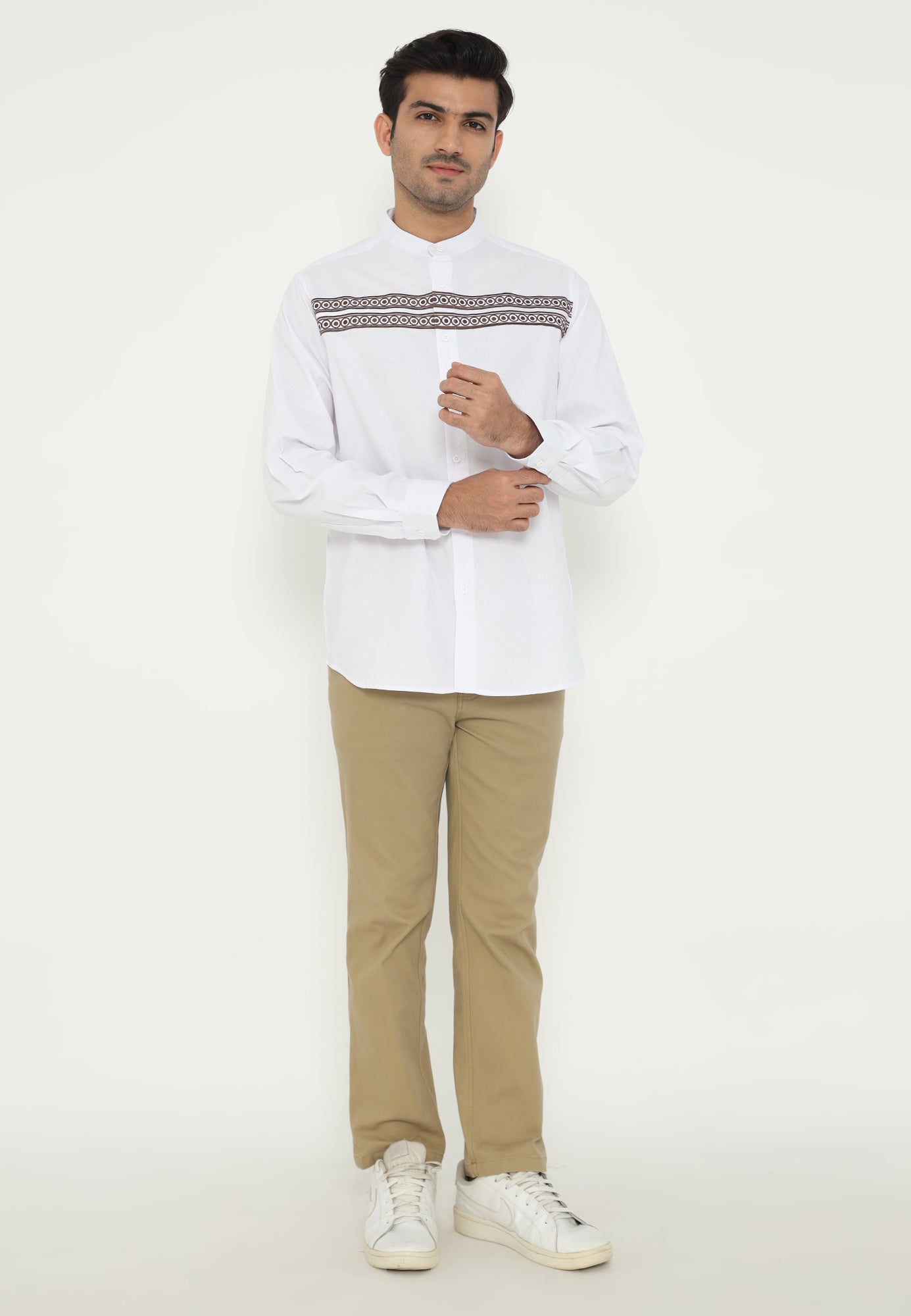 Ryusei Kemeja Kerah Koko Lengan Panjang Nakato