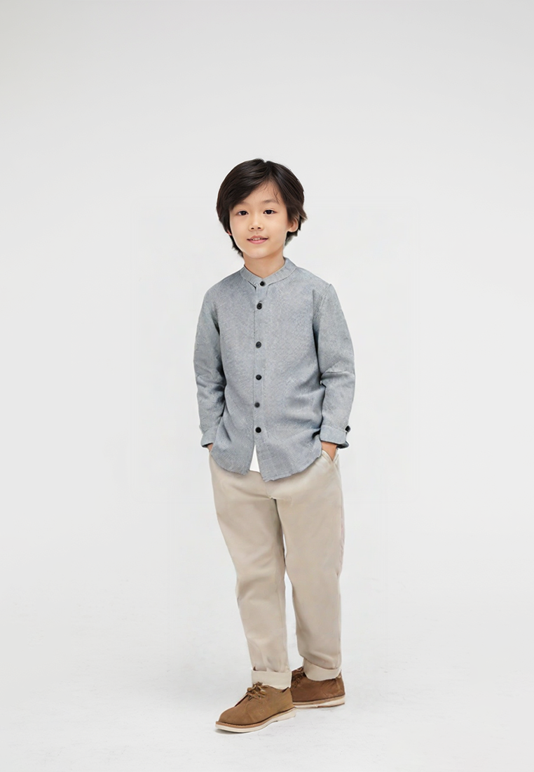 Ryusei Shirt kids Watashi Long Sleeve 2 Tone Grey