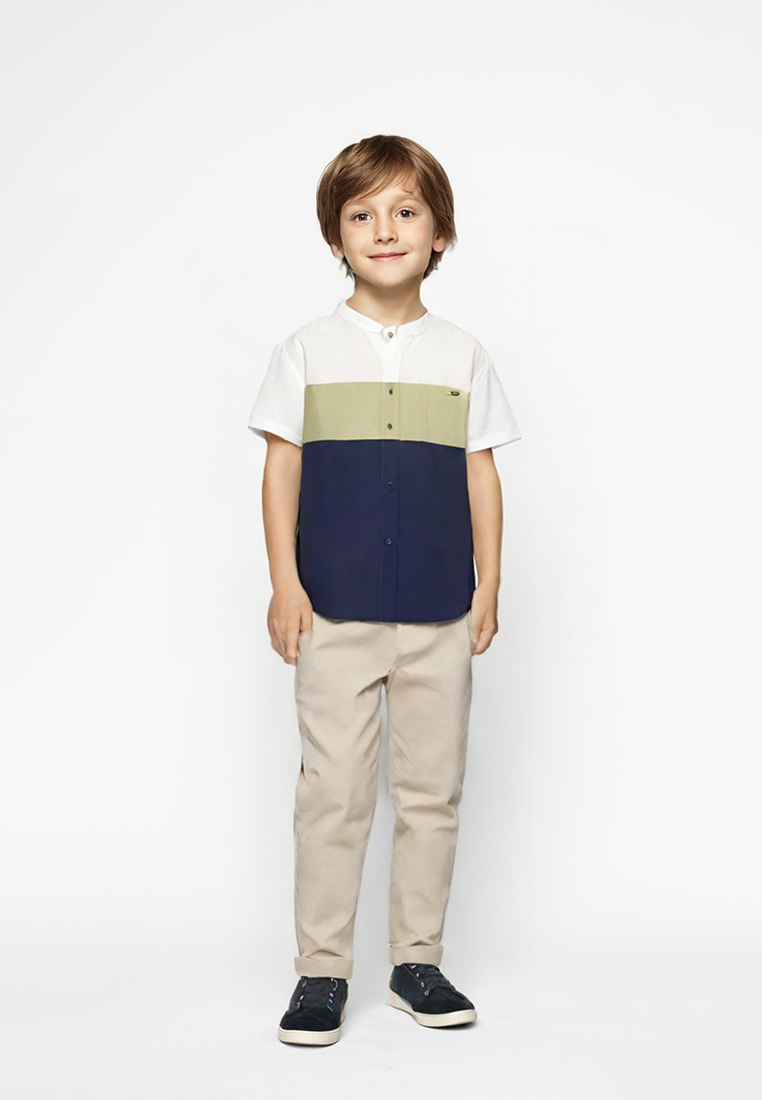 Ramadan Series | Ryusei Kemeja Anak Kerah Koko lengan Pendek Mikata CMB Blue Denim