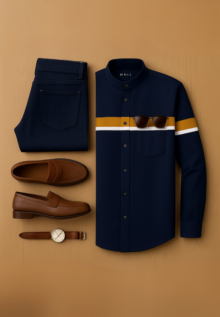 Ryusei Kemeja Atsuya Long Sleeve Navy