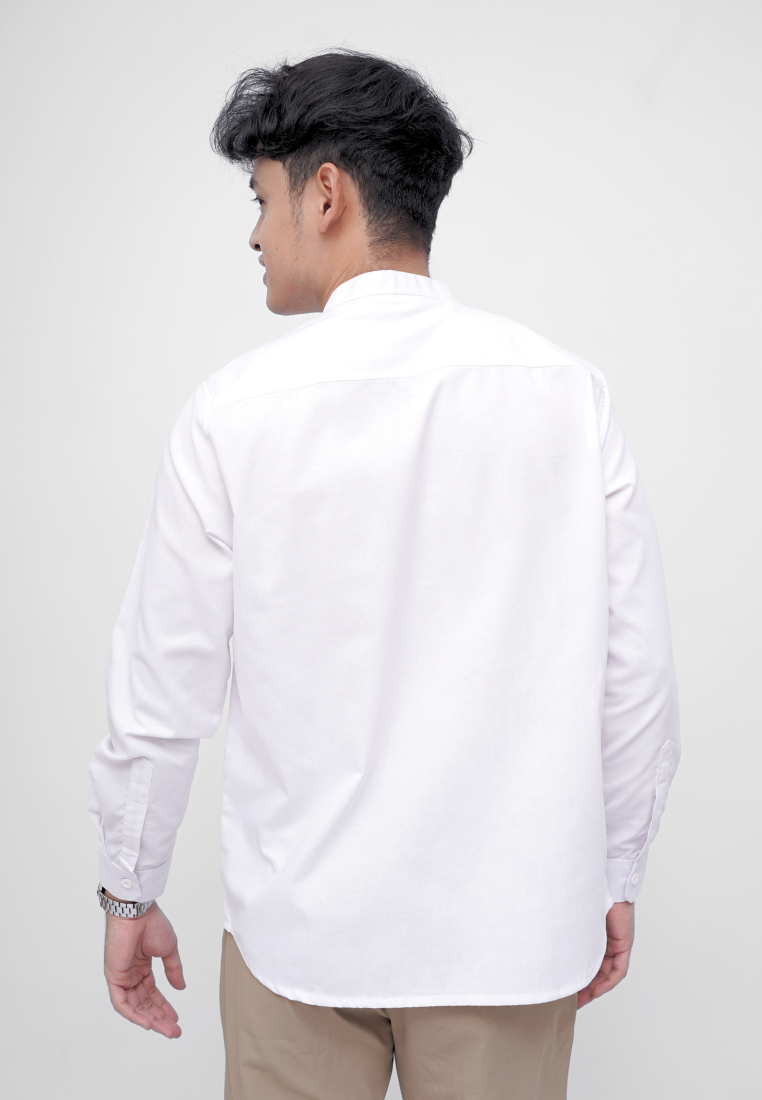 Ryusei Kemeja Kerah Koko Lengan Panjang Hikari White