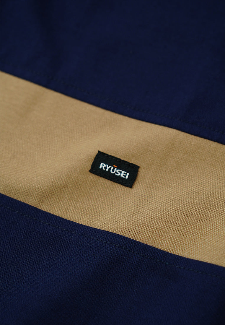 Ryusei Kemeja Kerah Koko Lengan Pendek Kasaoka CMB Navy