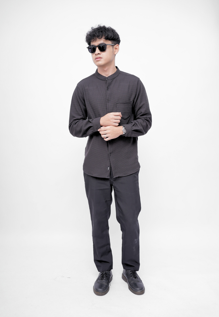 Ryusei Kemeja Kerah Koko Lengan Panjang Ultra Waffle