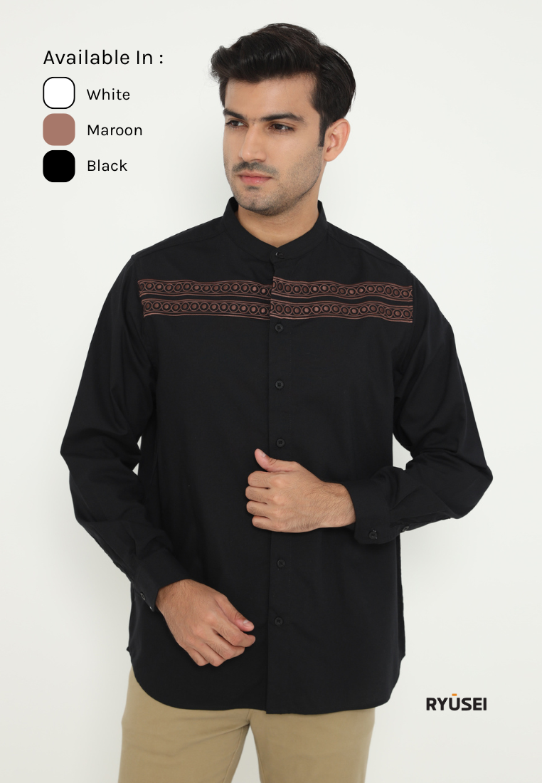 Ryusei Kemeja Kerah Koko Lengan Panjang Nakato
