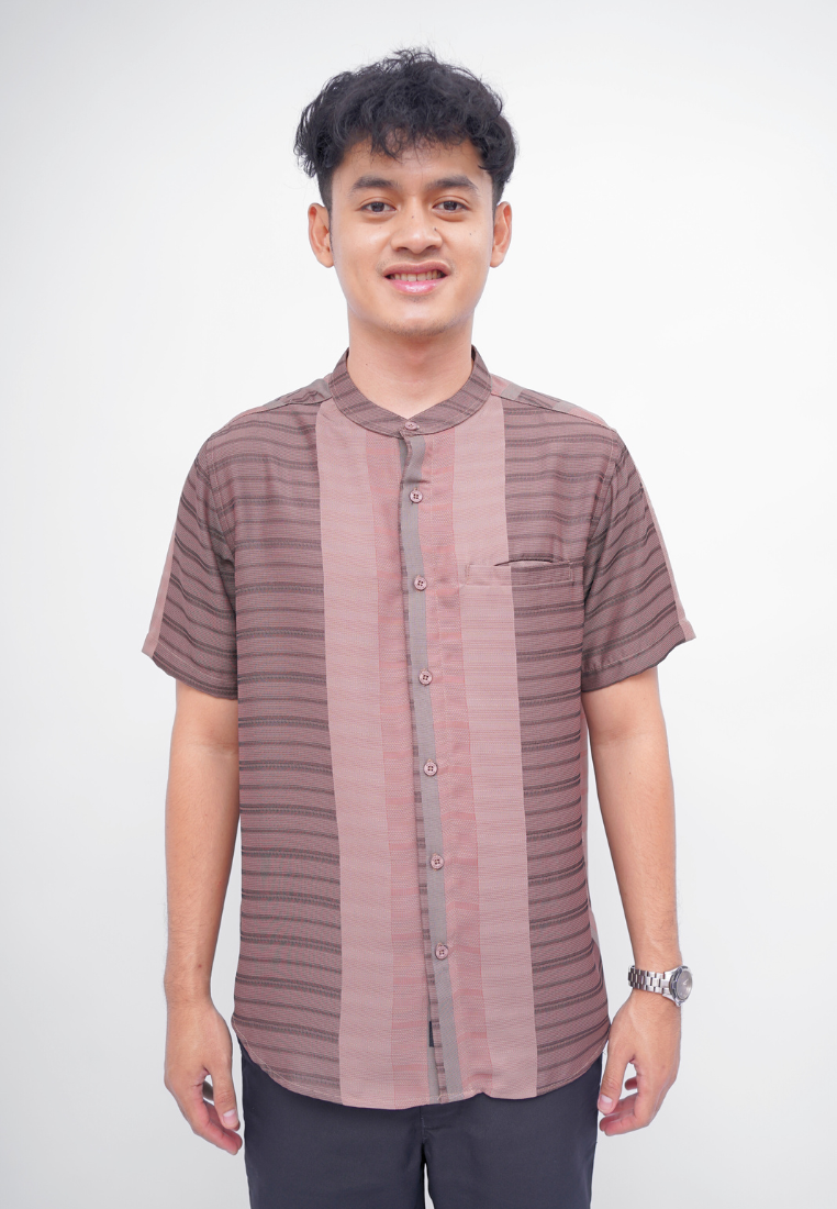 Ryusei Kemeja Kerah Koko Lengan Pendek Yahata