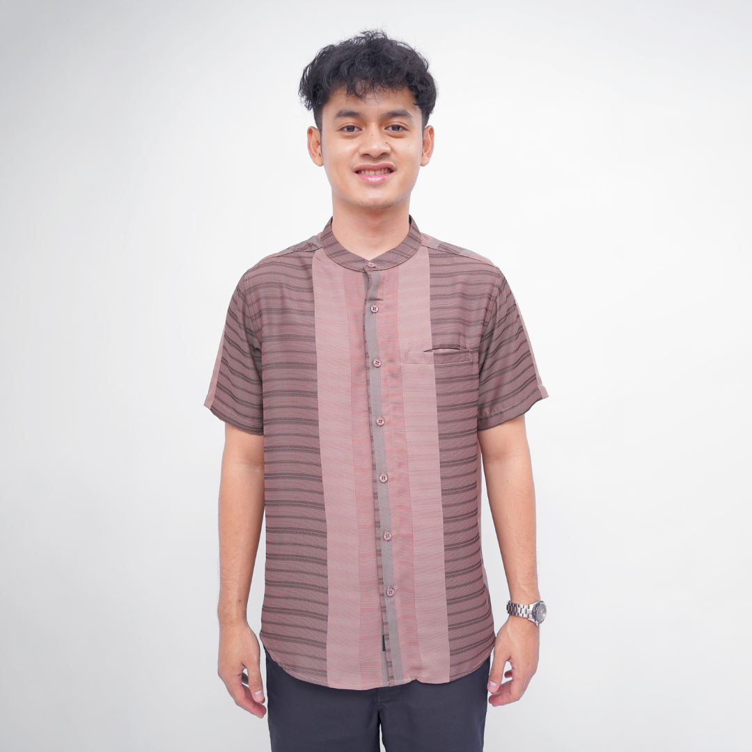 Ryusei Kemeja Kerah Koko Lengan Pendek Yahata