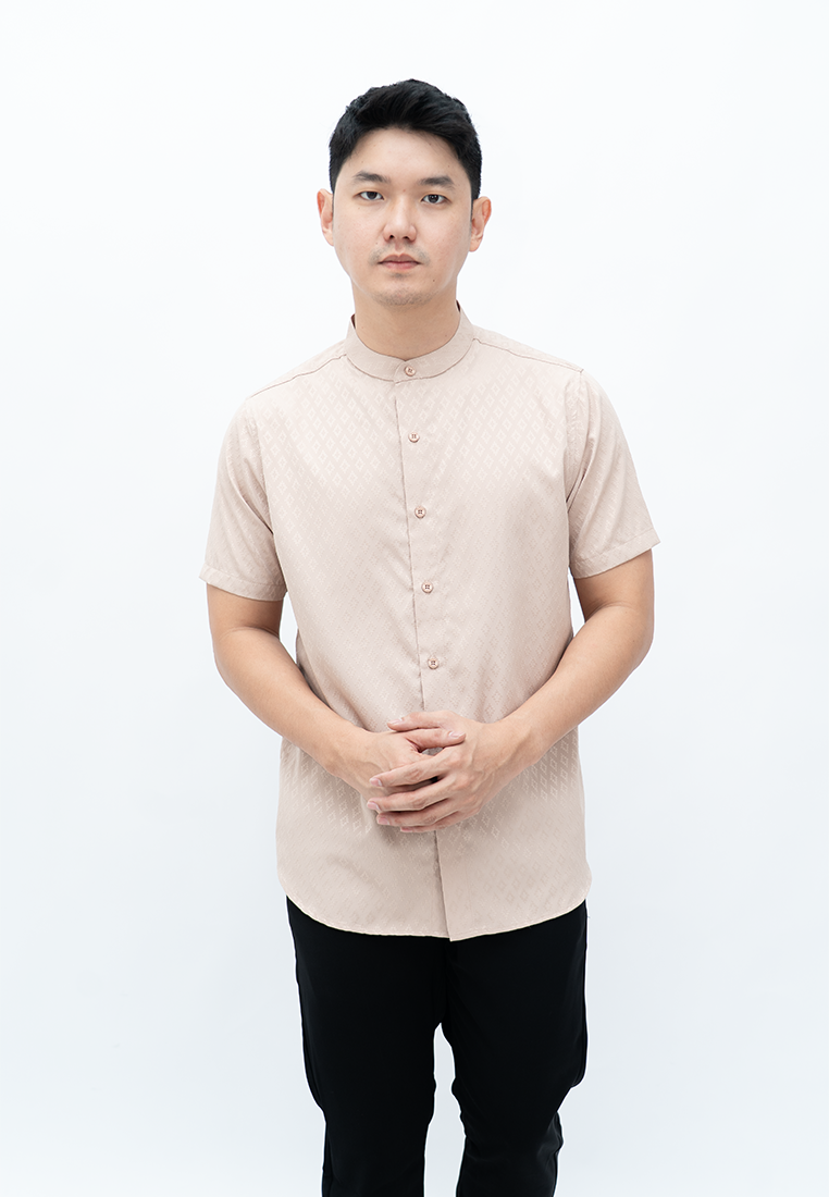 Ryusei Kemeja Kerah Koko Lengan Pendek Hakkoda