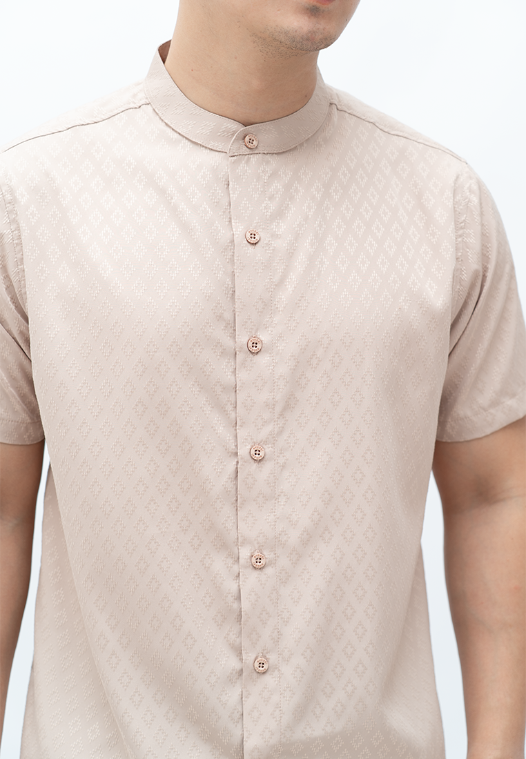 Ryusei Kemeja Kerah Koko Lengan Pendek Hakkoda